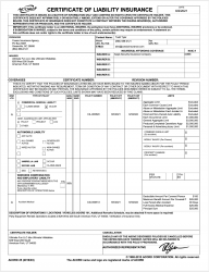 Certificate of Insurance 